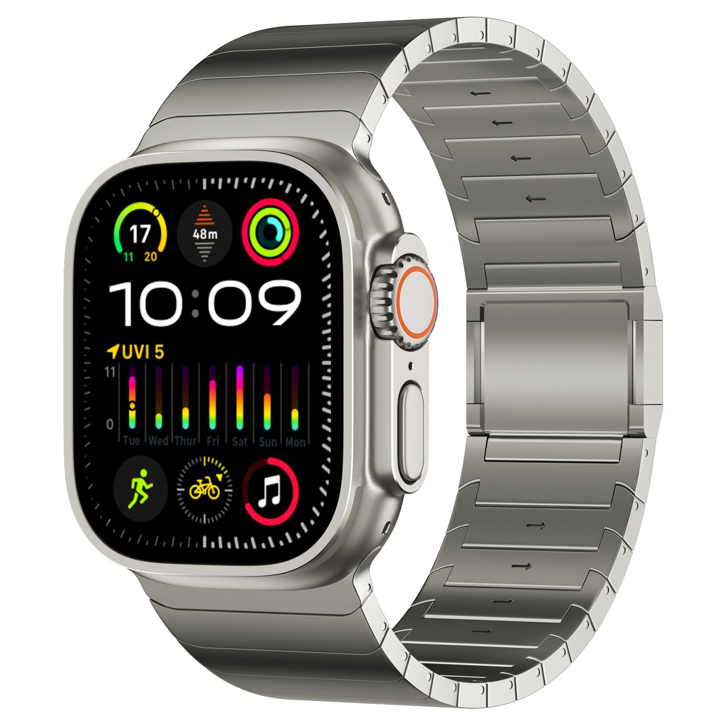 ACESTAR 100% Pure Titanium Band Compatible with Apple Watch Ultra/Ultra2 49mm,Ti03 SE/22mm Wide/Titanium