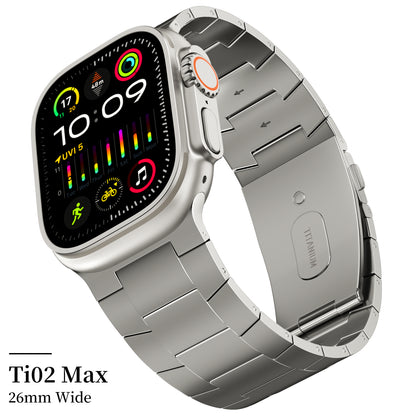 ACESTAR 100% Pure Titanium Band Compatible with Apple Watch Ultra / Ultra2 Band 49mm, Ti02 Max/26mm Wide/Titanium
