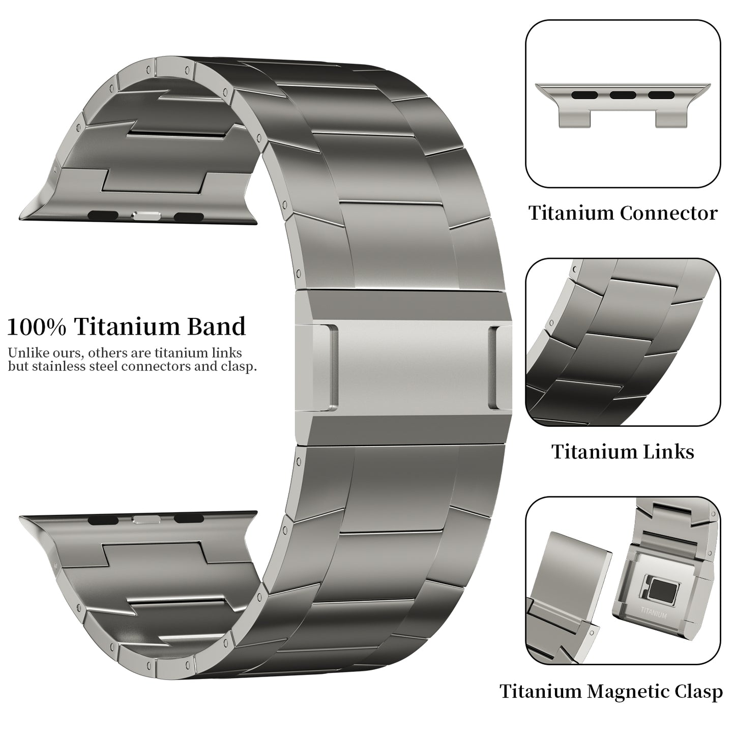 ACESTAR 100% Pure Titanium Band Compatible with Apple Watch Ultra / Ultra2 Band 49mm, Ti02 Pro Max/26mm Wide/Titanium