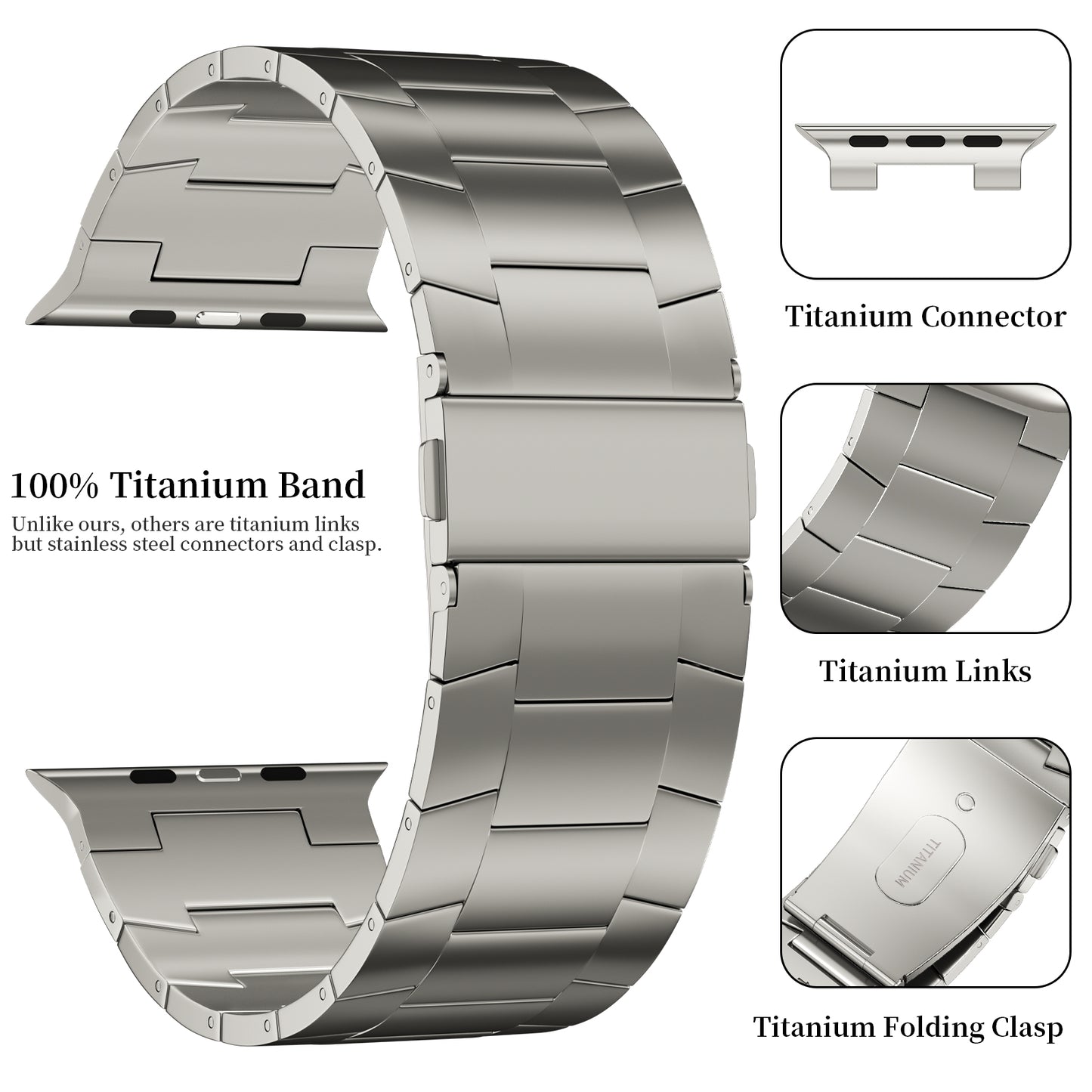 ACESTAR 100% Pure Titanium Band Compatible with Apple Watch Ultra / Ultra2 Band 49mm, Ti02 Max/26mm Wide/Titanium