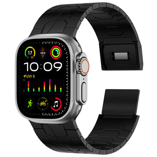 ACESTAR Full Titanium Band Compatible with Apple Watch Ultra 49mm / Ultra 2 49mm / Series 10 46mm, 26mm Wide Adjustable Titanium Links with Titanium Magnetic Clasp Titanium Connectors and DLC Coating, Ti01 Pro Max/26mm Wide/Black