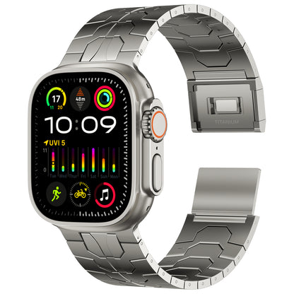 ACESTAR Full Titanium Band Compatible with Apple Watch Ultra 49mm / Ultra 2 49mm / Series 10 46mm, 24mm Wide Adjustable Titanium Links with Titanium Magnetic Clasp Titanium Connectors and DLC Coating, Ti01 Pro/24mm Wide/Titanium