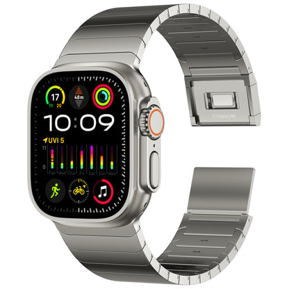 ACESTAR Full Titanium Band Compatible with Apple Watch Ultra 49mm / Ultra 2 49mm / Series 10 46mm, 26mm Wide Adjustable Titanium Links with Titanium Magnetic Clasp Titanium Connectors and DLC Coating, Ti03 Pro Max/26mm Wide/Titanium