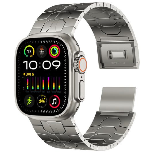 ACESTAR Full Titanium Band Compatible with Apple Watch Ultra 49mm / Ultra 2 49mm / Series 10 46mm, 26mm Wide Adjustable Titanium Links with Titanium Magnetic Clasp Titanium Connectors and DLC Coating, Ti01 Pro Max/26mm Wide/Titanium