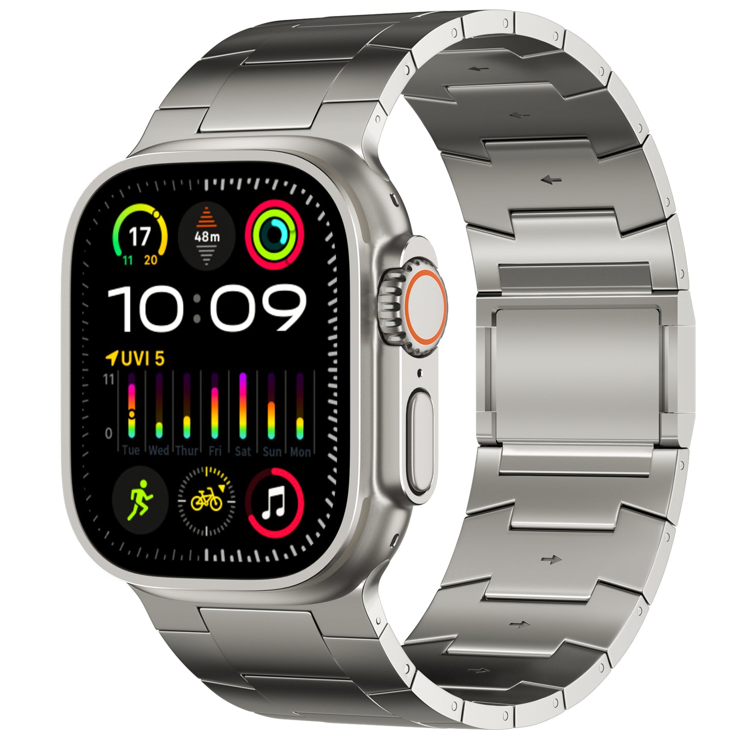 ACESTAR Full Titanium Band Compatible with Apple Watch Ultra 49mm / Ultra 2 49mm / Series 10 46mm, 26mm Wide Adjustable Titanium Links with Titanium Magnetic Clasp Titanium Connectors and DLC Coating, Ti02 Pro Max/26mm Wide/Titanium