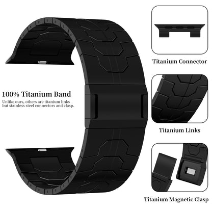 ACESTAR Full Titanium Band Compatible with Apple Watch Ultra 49mm / Ultra 2 49mm / Series 10 46mm, 26mm Wide Adjustable Titanium Links with Titanium Magnetic Clasp Titanium Connectors and DLC Coating, Ti01 Pro Max/26mm Wide/Black