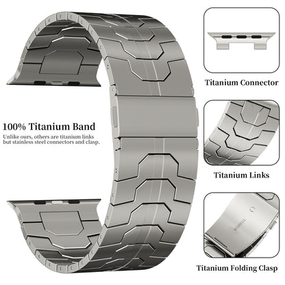 ACESTAR Full Titanium Band Compatible with Apple Watch Ultra 49mm / Ultra 2 49mm / Series 10 46mm, 26mm Wide Adjustable Titanium Links with Titanium Folding Clasp Titanium Connectors and DLC Coating, Ti01 Max/26mm Wide/Titanium