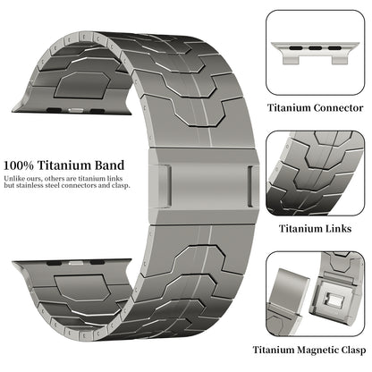 ACESTAR Full Titanium Band Compatible with Apple Watch Ultra 49mm / Ultra 2 49mm / Series 10 46mm, 26mm Wide Adjustable Titanium Links with Titanium Magnetic Clasp Titanium Connectors and DLC Coating, Ti01 Pro Max/26mm Wide/Titanium